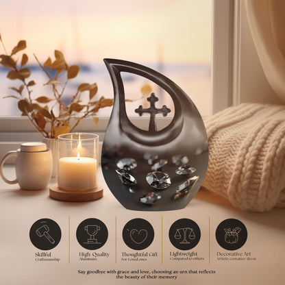 Diamond Cross Drop memorial urn