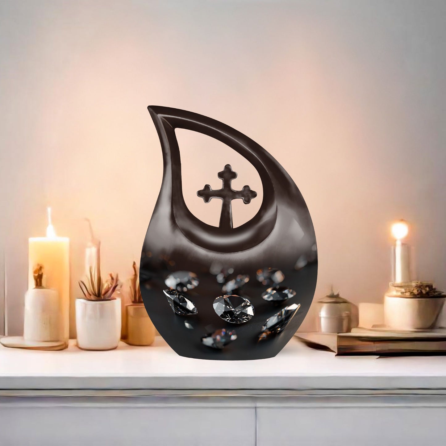 Diamond Cross Drop memorial urn