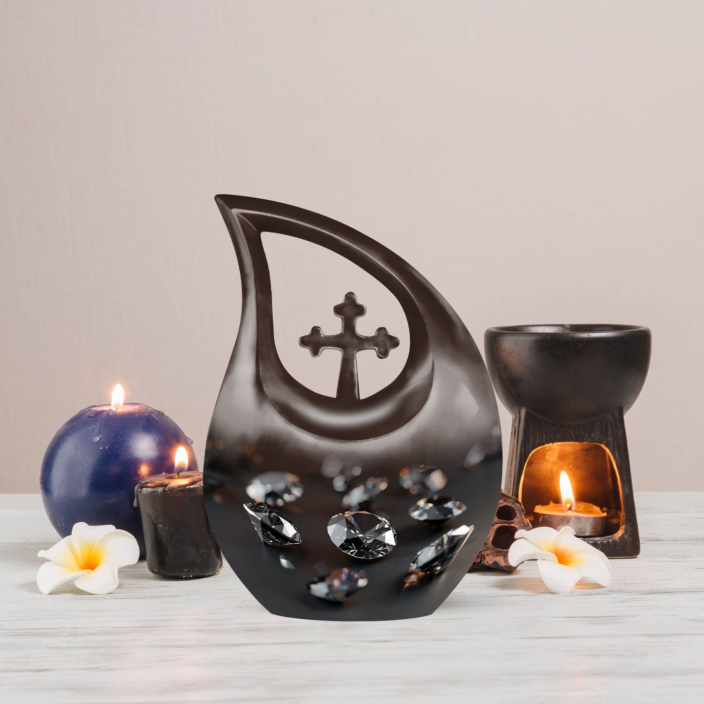 Diamond Cross Drop memorial urn