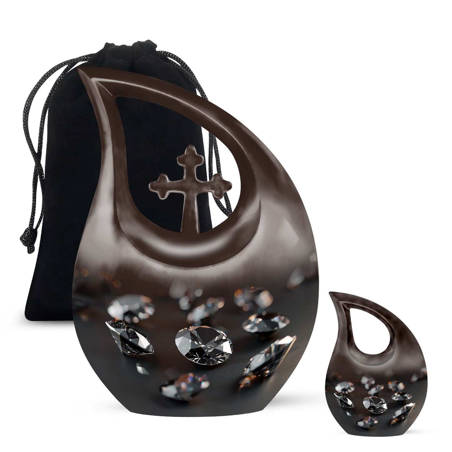 Diamond Cross Drop memorial urn