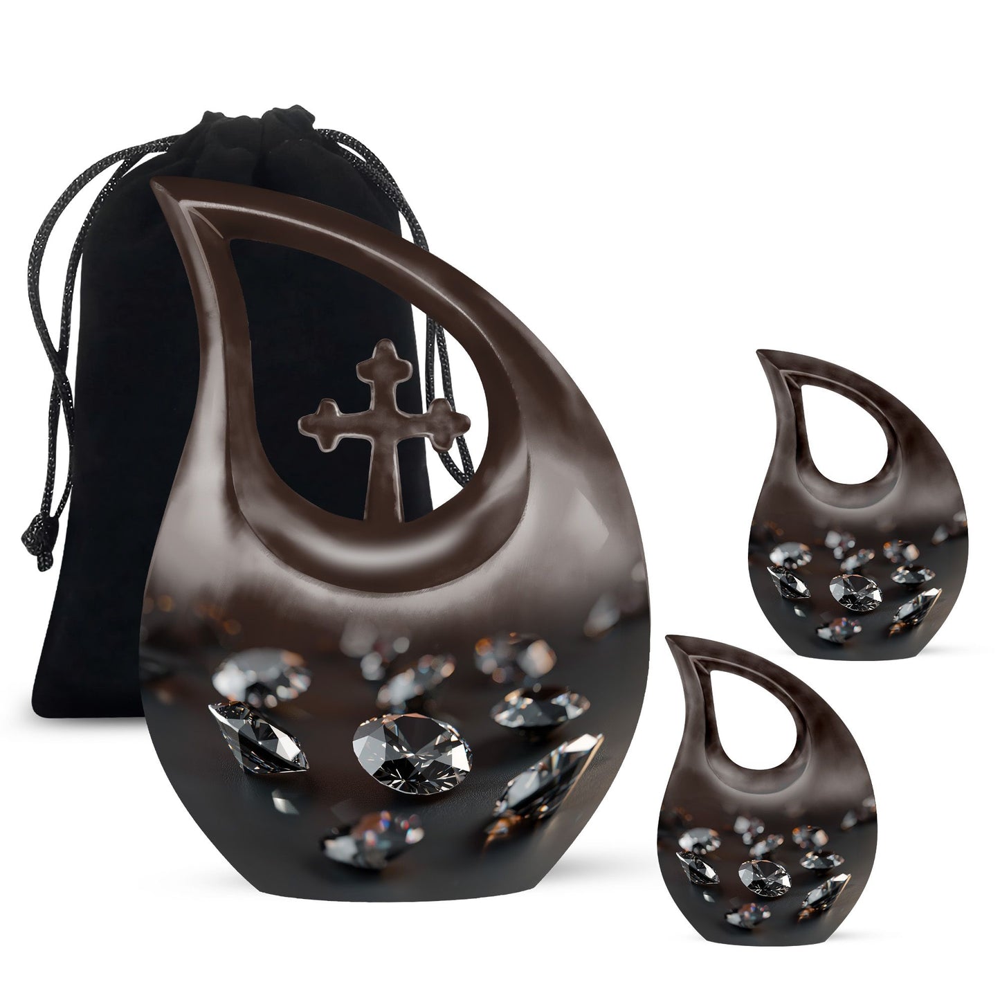 Diamond Cross Drop memorial urn