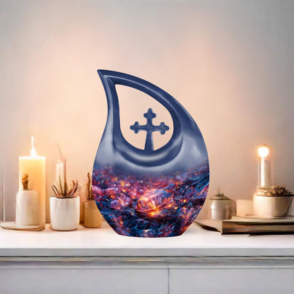 Large Diamond Cross Drop Memorial Urn