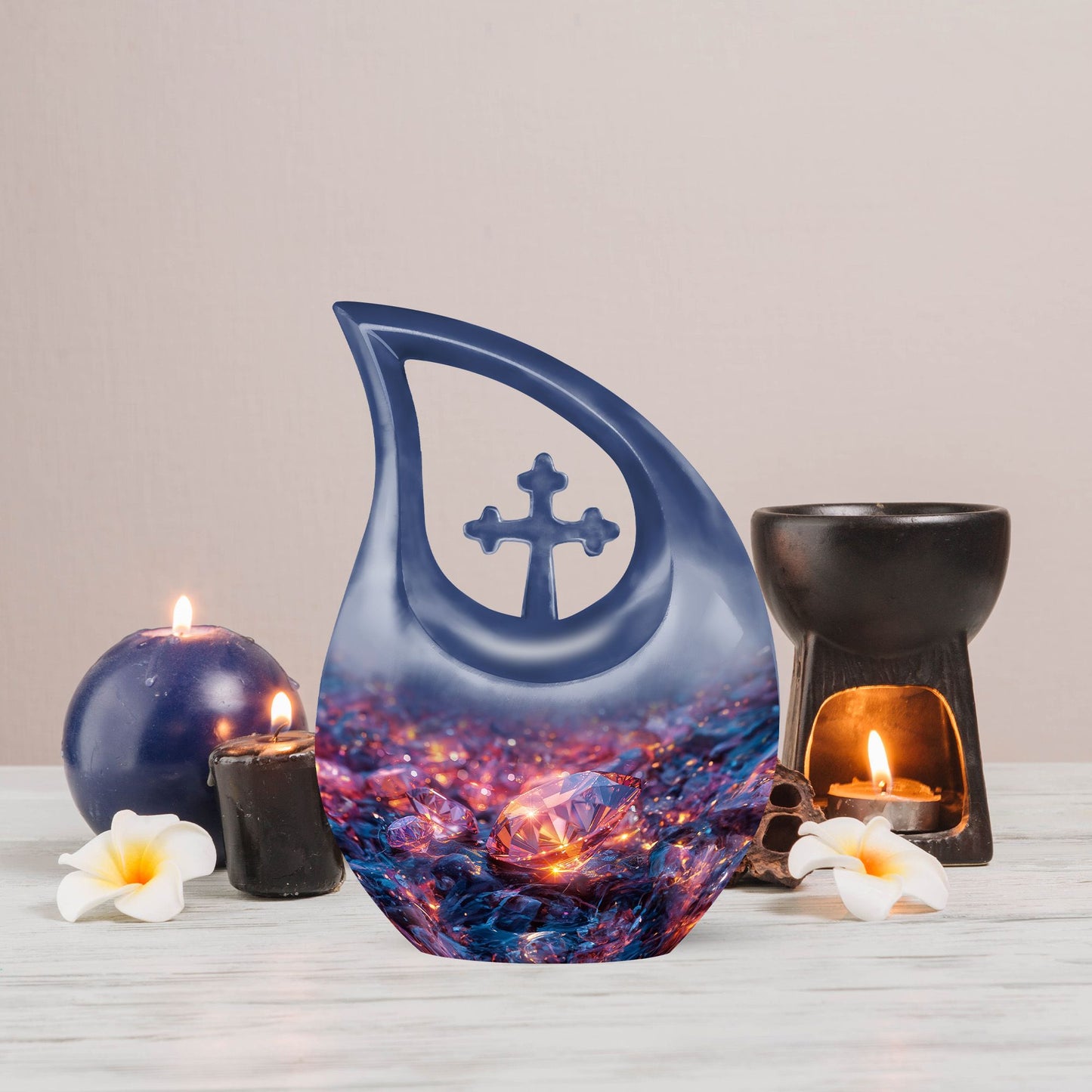 Large Diamond Cross Drop Memorial Urn