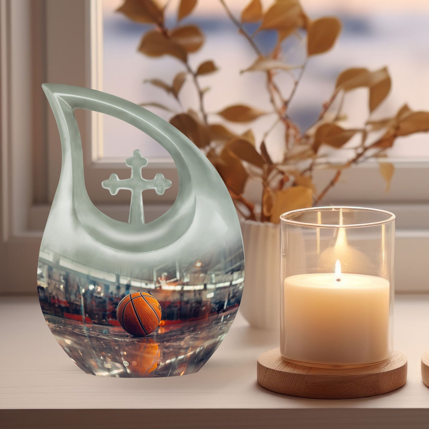 Small cremation basketball urn