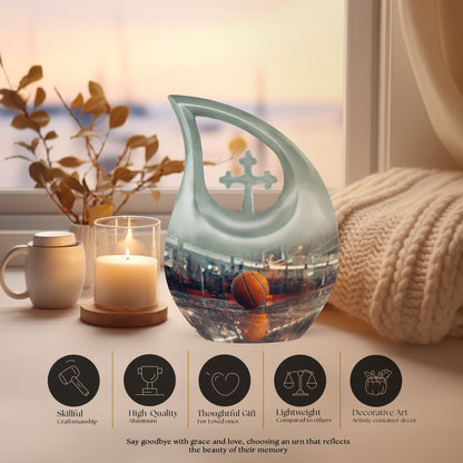 Small cremation basketball urn