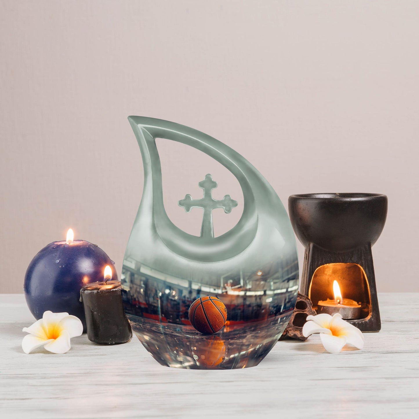 Small cremation basketball urn
