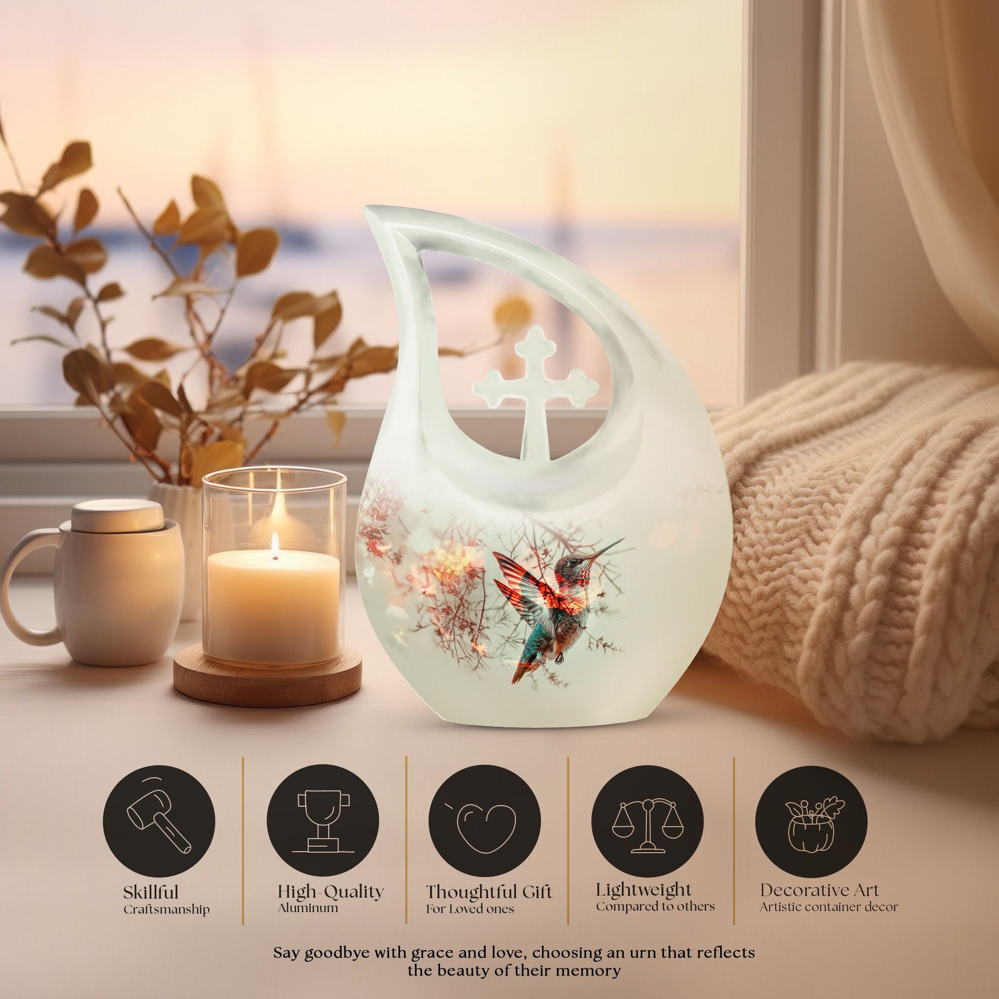 Humming Bird Cross Drop Urn