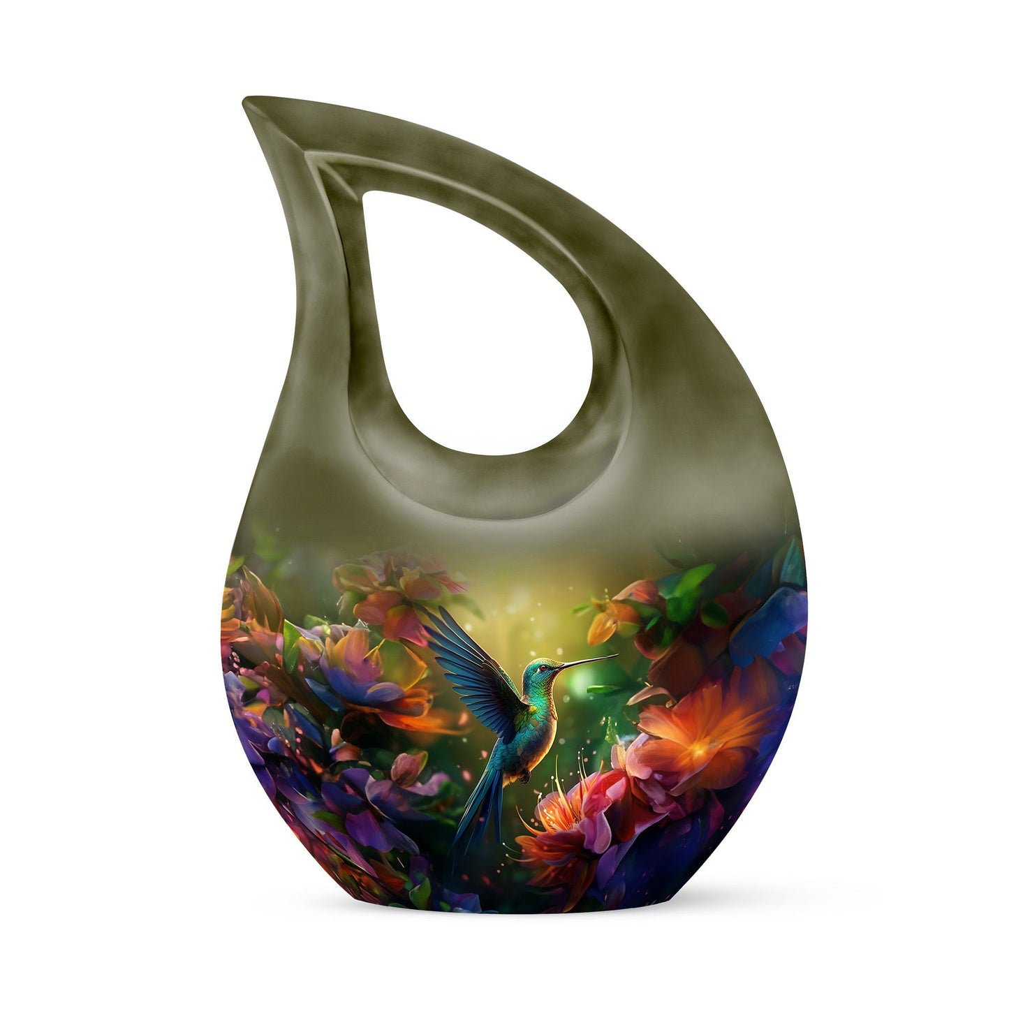 Green Personalized Bird Memorial Urn for Mom - 10-inch, 200 cu in - Yatskia