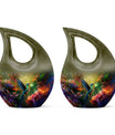 Green Humming Bird Urns For Mom - Pink Floral Memorial Urn For Ashes