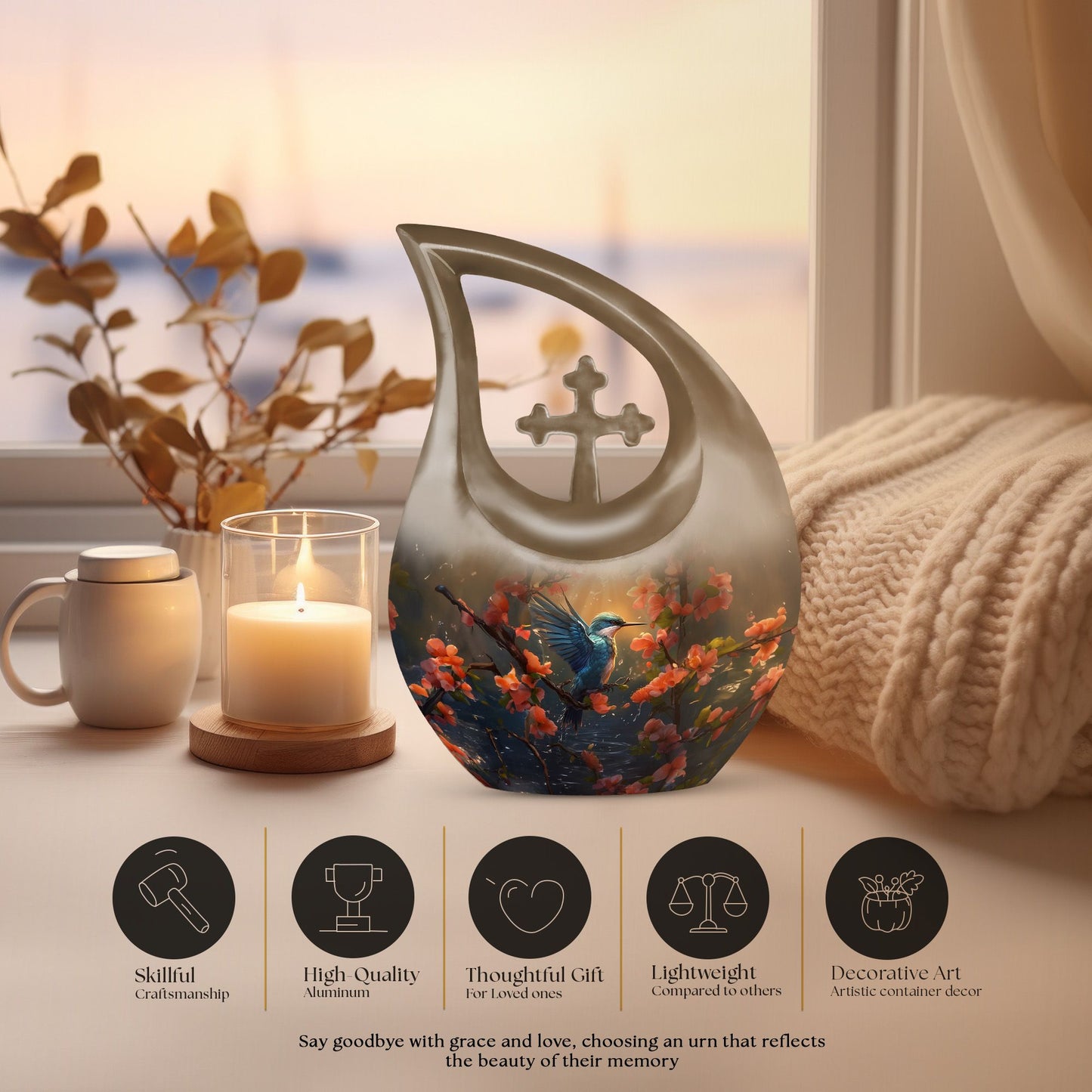 Medium size humming bird urn 