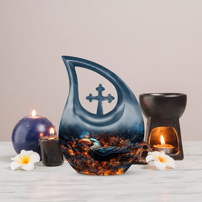 Extra large Puffin Bird-themed memorial urn 