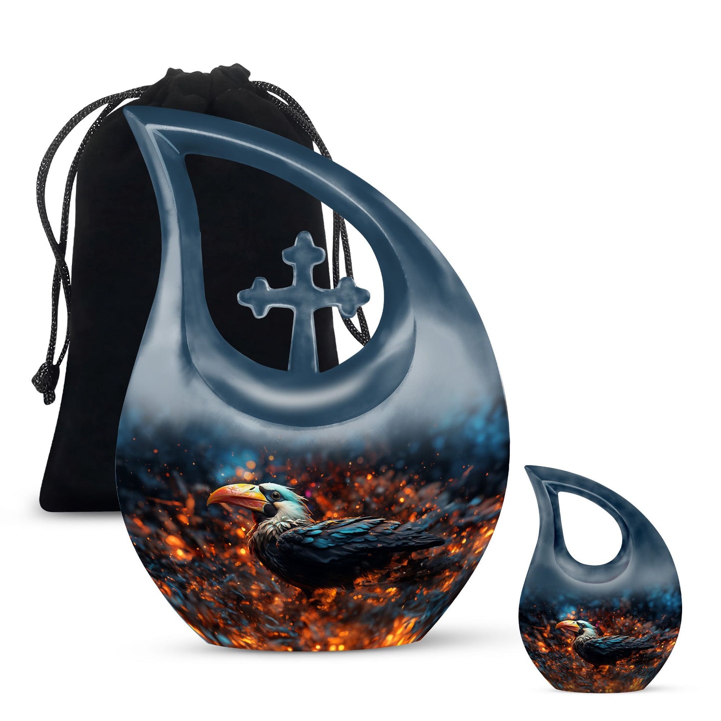 Extra large Puffin Bird-themed memorial urn 