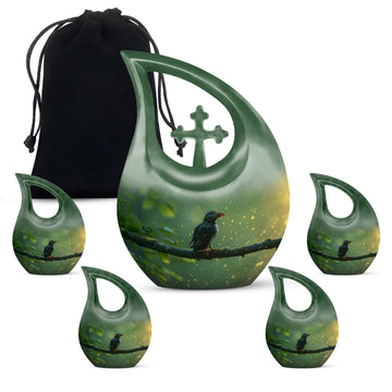 10 inch large Urn with 4 Keepsake 3 Inch Urns