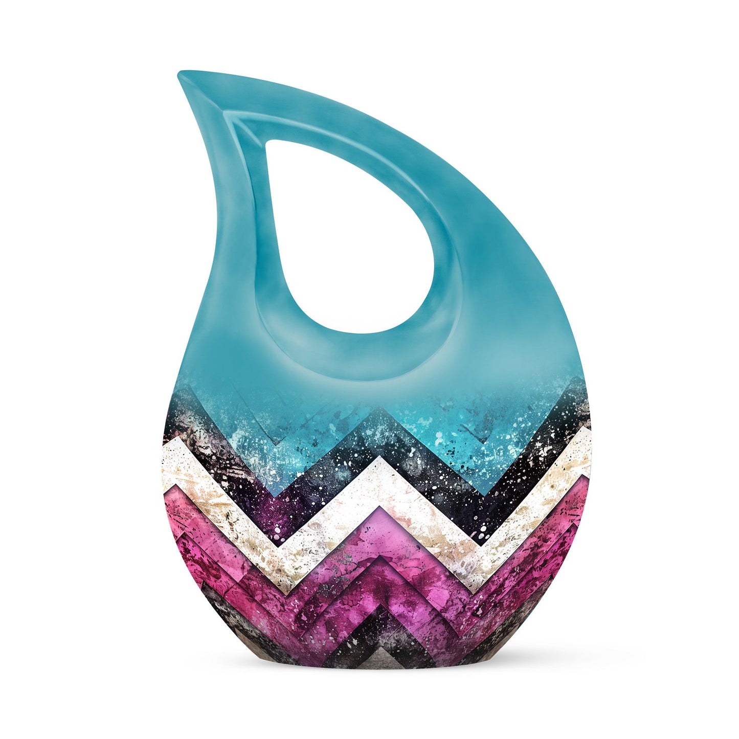 Pink Personalized Artistic Memorial Urn for Adult Male - 10-inch, 200 cu in - Yatskia