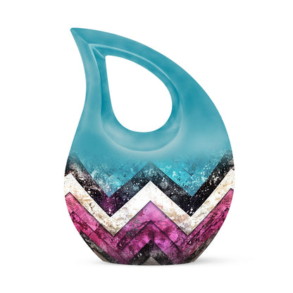 Pink Personalized Artistic Memorial Urn for Adult Male - 10-inch, 200 cu in - Yatskia