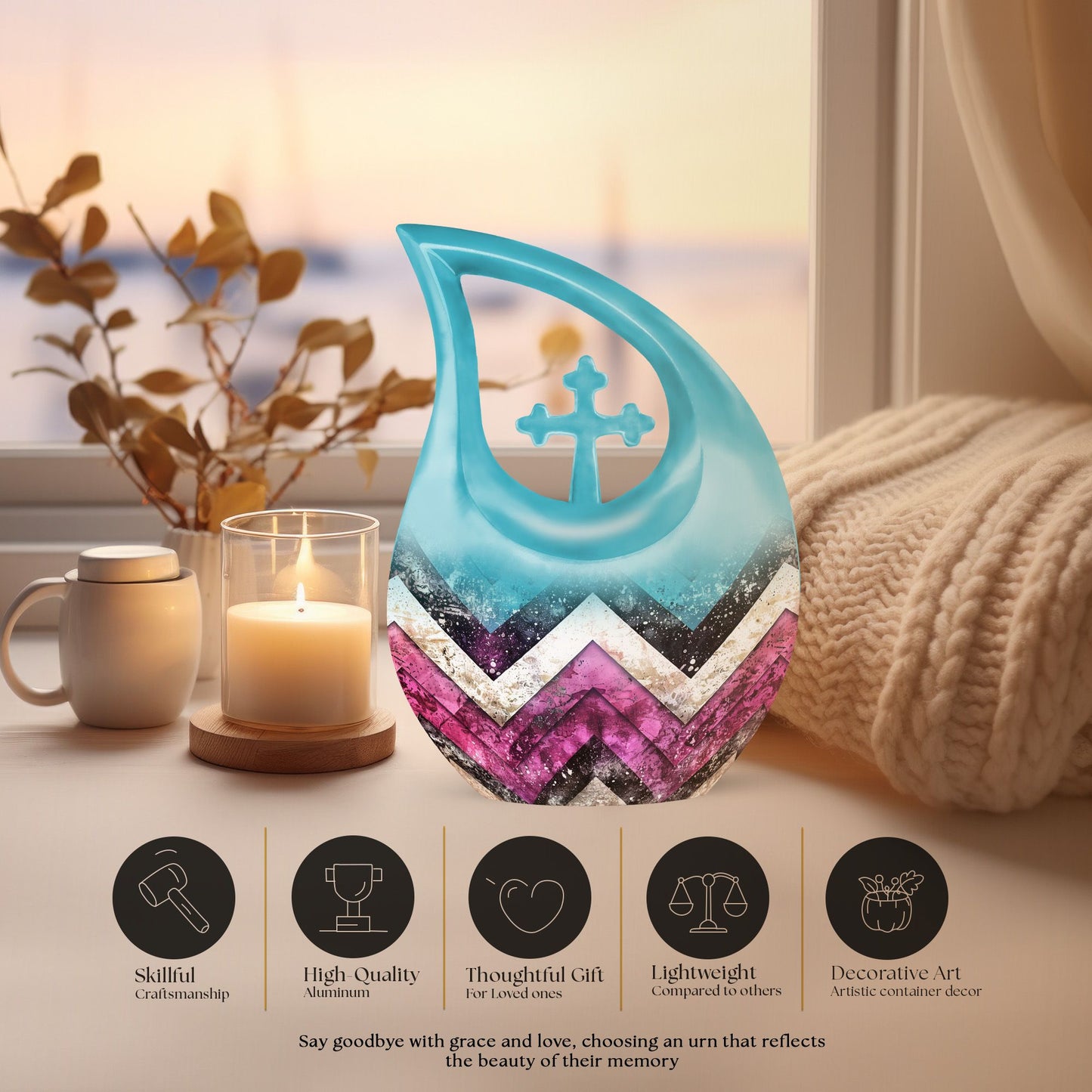 10-inch, patterned funeral urn