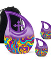 Artistic Swirly Pattern Urn For Ashes Memorial - Colorful Cremation Ashes Urn