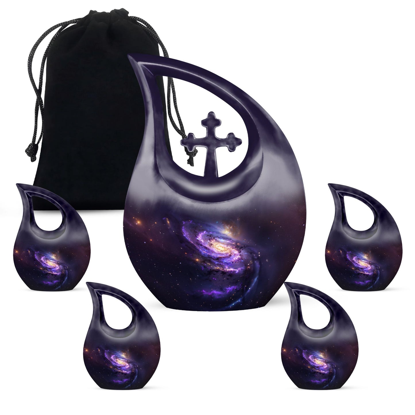 Purple Personalized Galaxy Memorial Urn for Human Ashes - 10-inch, 200 cu in - Yatskia
