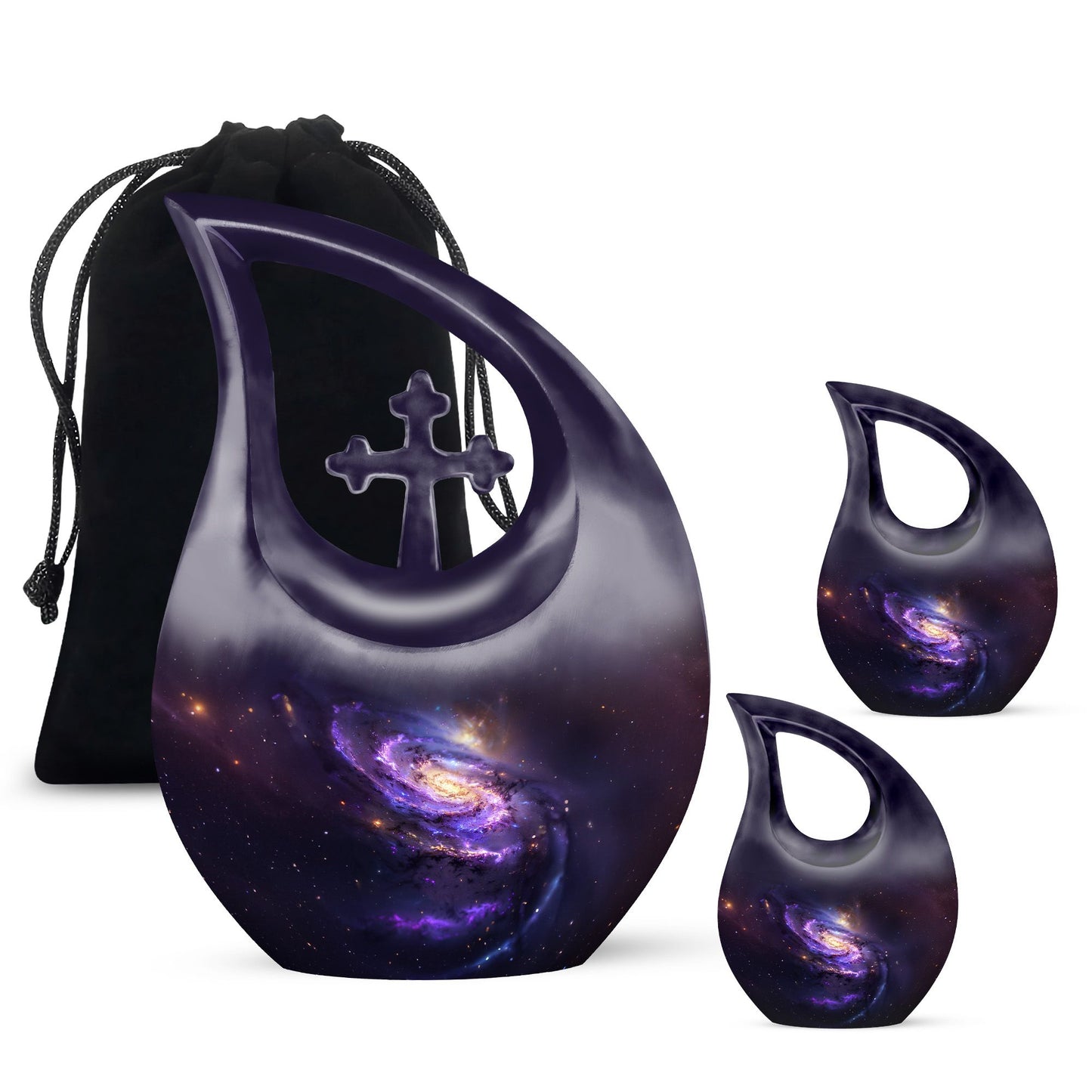 Purple Personalized Galaxy Memorial Urn for Human Ashes - 10-inch, 200 cu in - Yatskia
