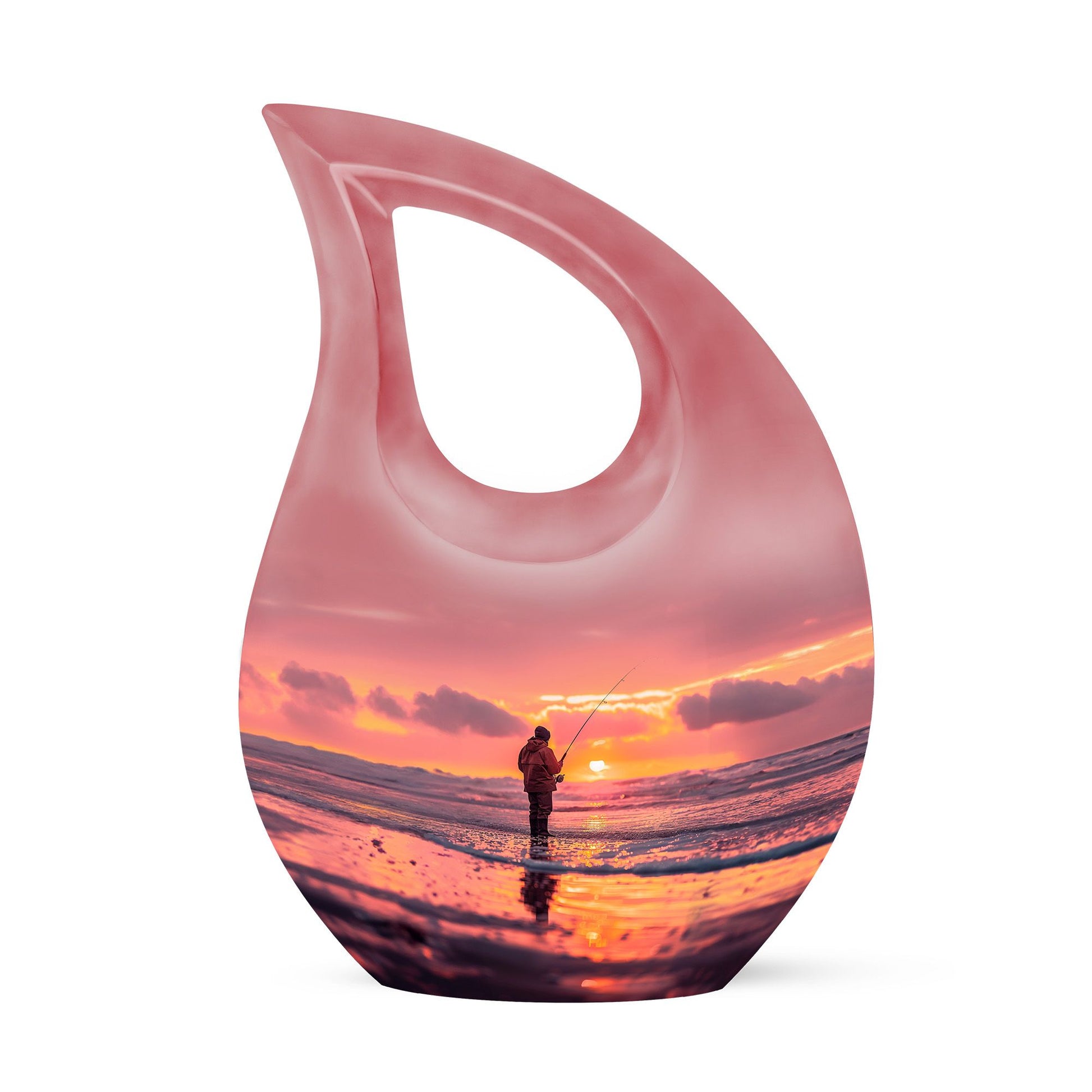 Ocean Fishing Cremation Urns For Ashes - Pink Memorial Urn For Father