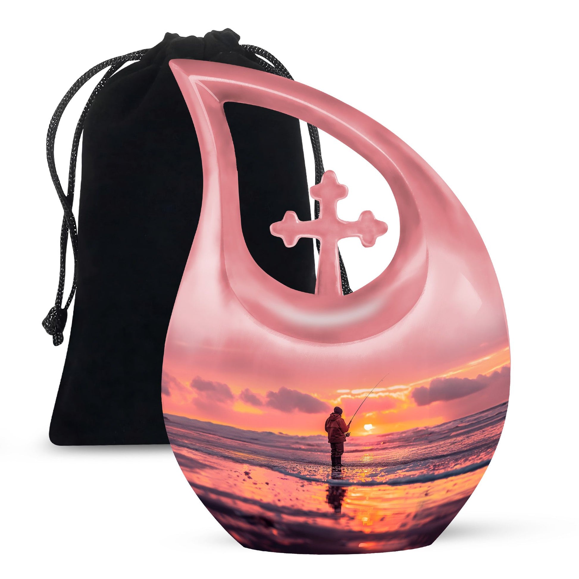 Ocean Fishing Cremation Urns For Ashes - Pink Memorial Urn For Father