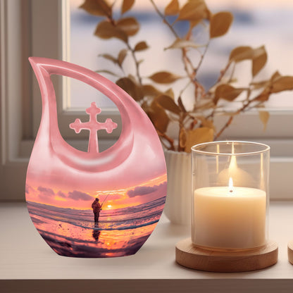 Fishing Themed Cross Drop Keepsake Urn