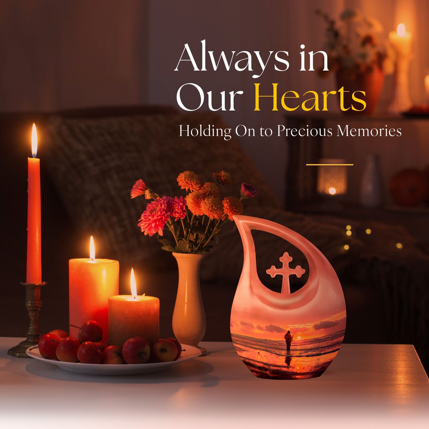 Fishing Themed Cross Drop Keepsake Urn