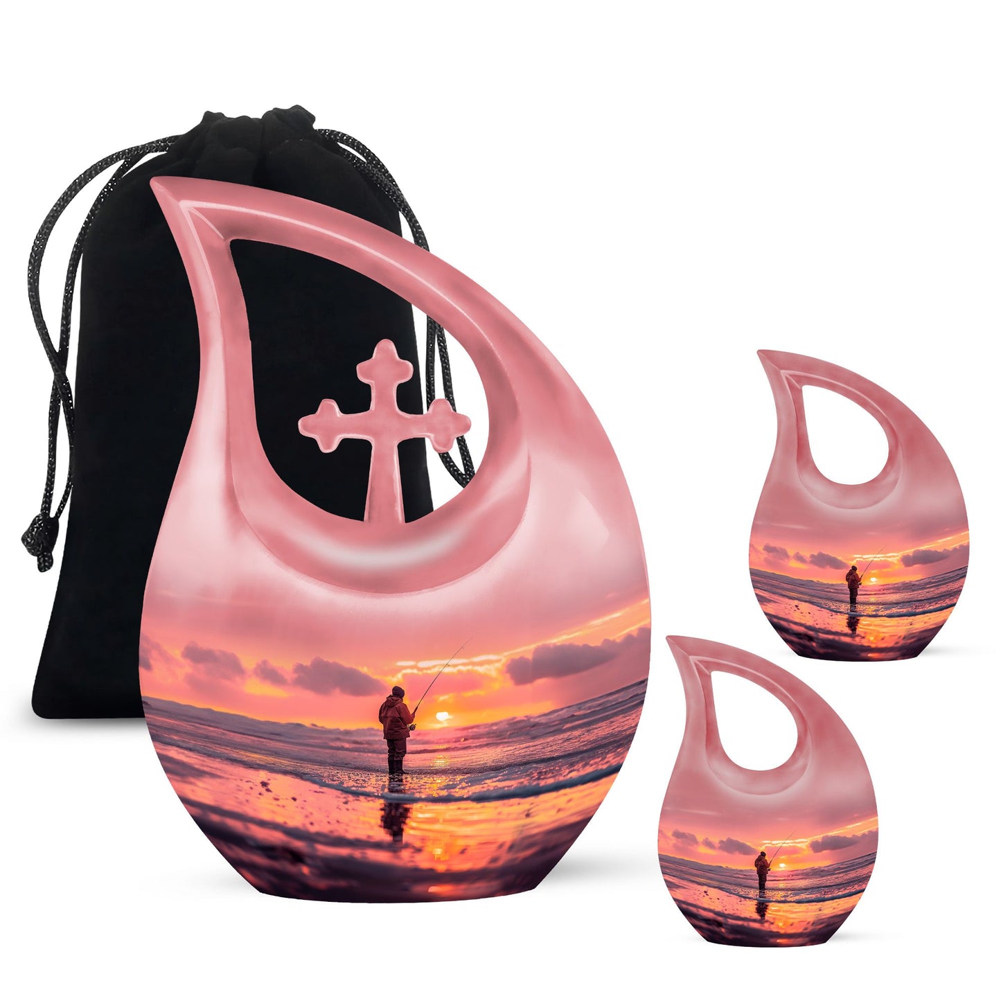 Fishing Themed Cross Drop Keepsake Urn
