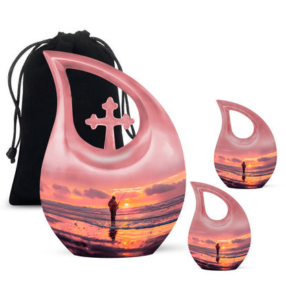 Fishing Themed Cross Drop Keepsake Urn