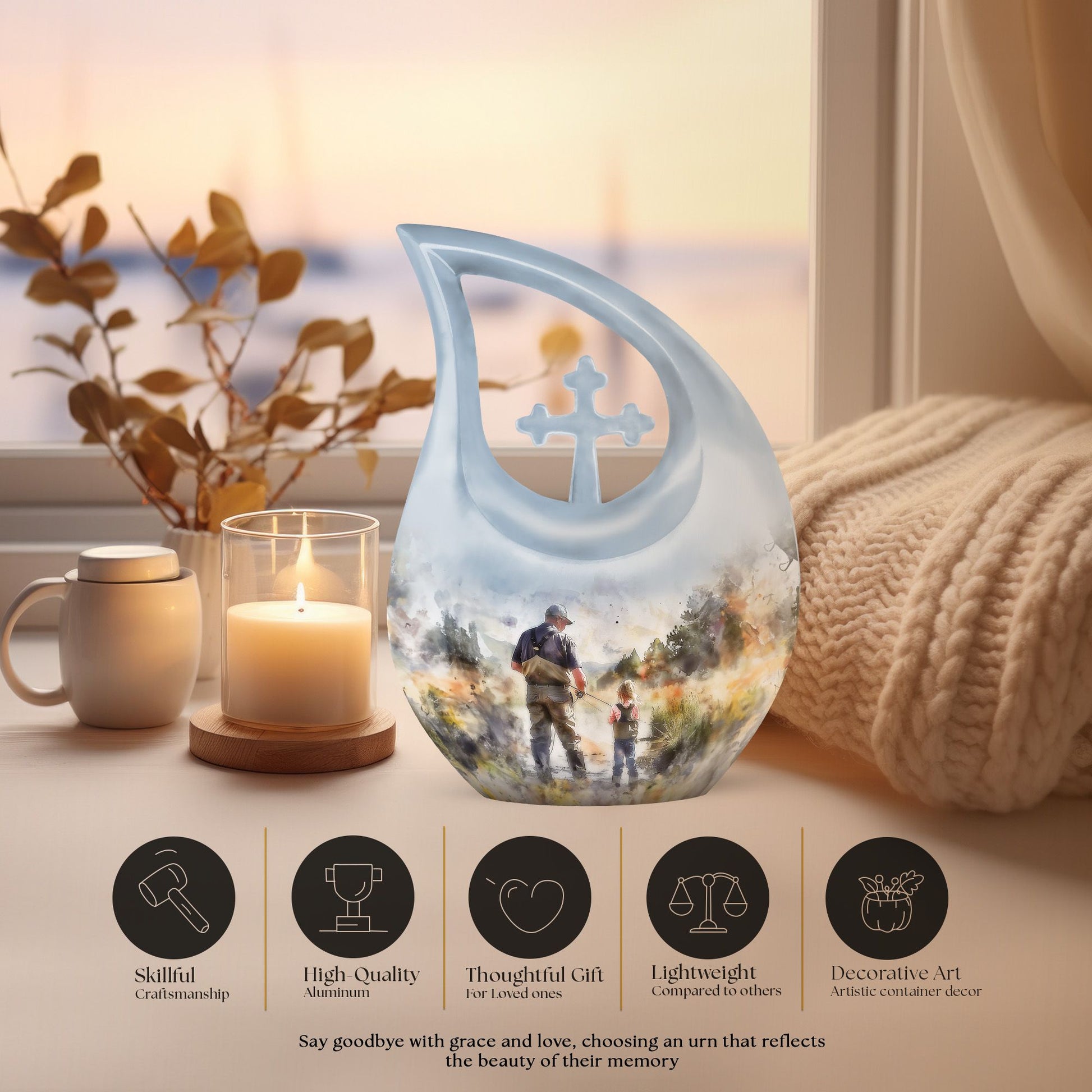 10 Inch Fishing Cremation Urn