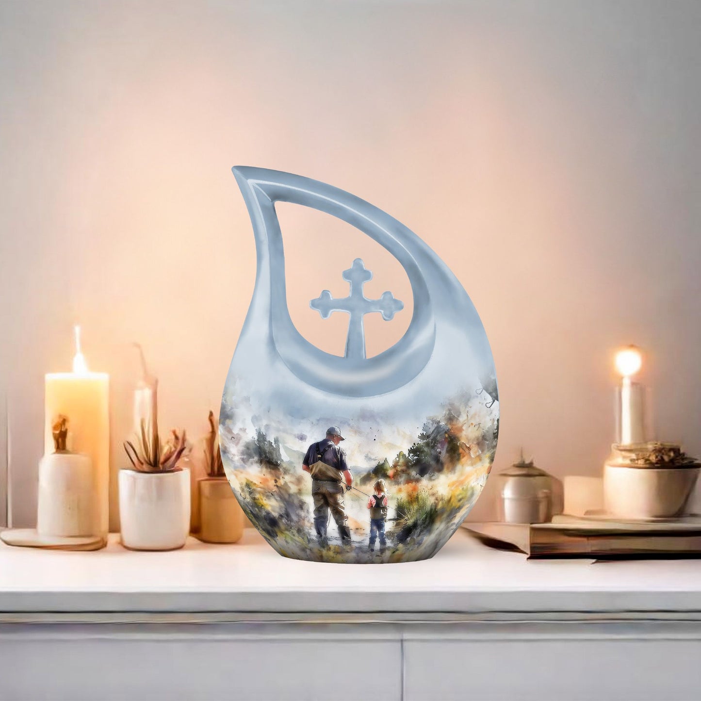 10 Inch Fishing Cremation Urn
