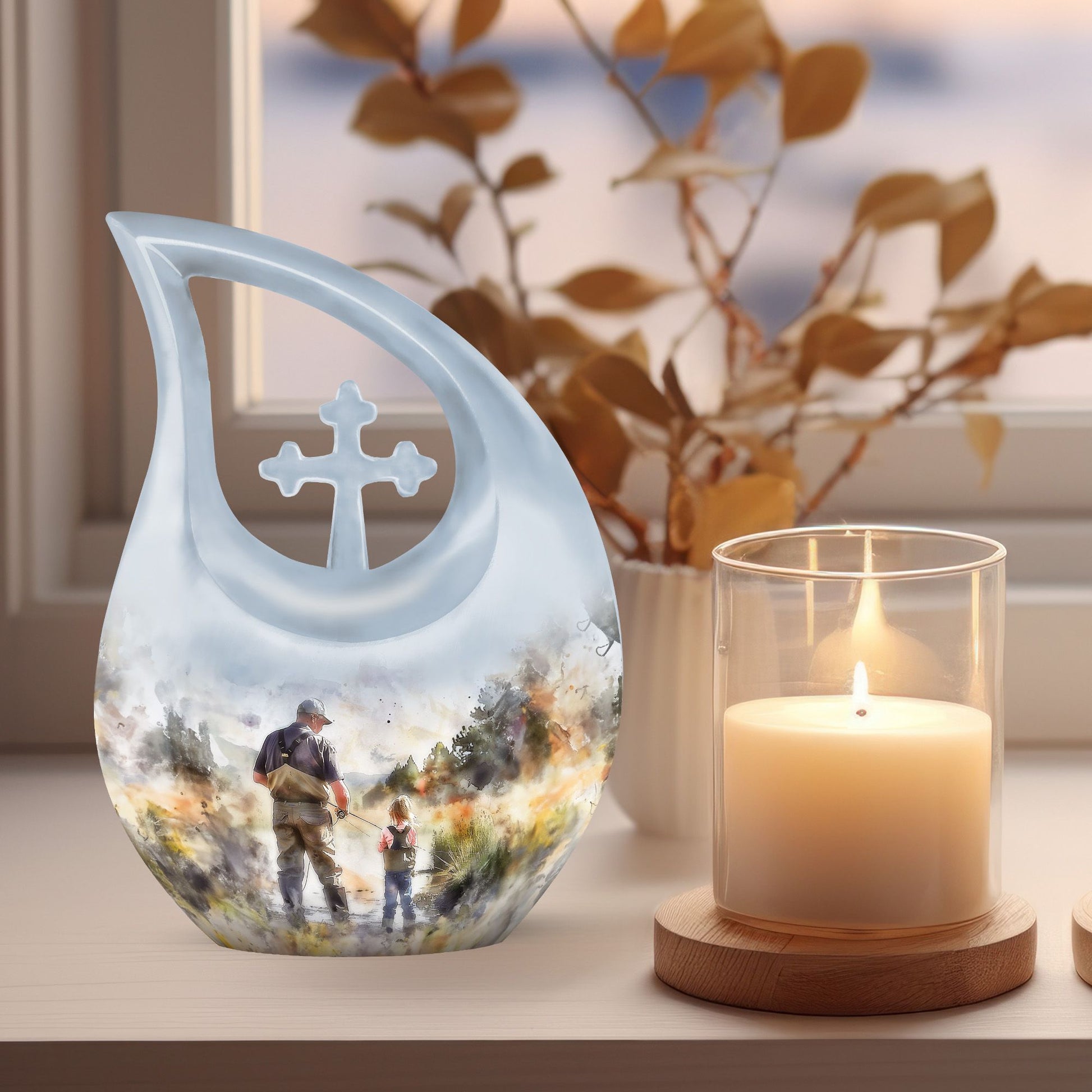 10 Inch Fishing Cremation Urn