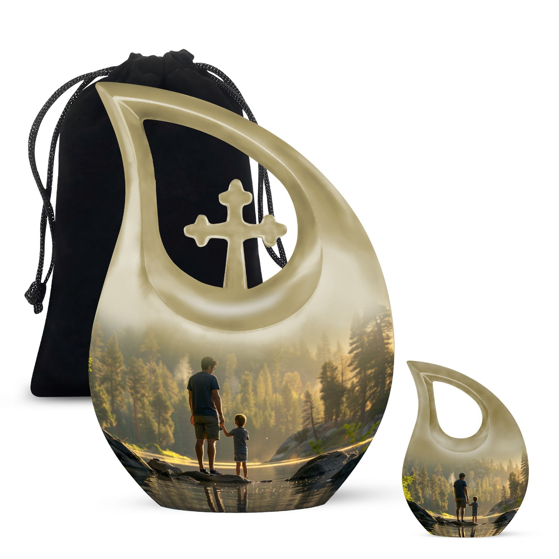 Father & Son Fishing Memorial Urn - Funeral Urns For Human Ashes