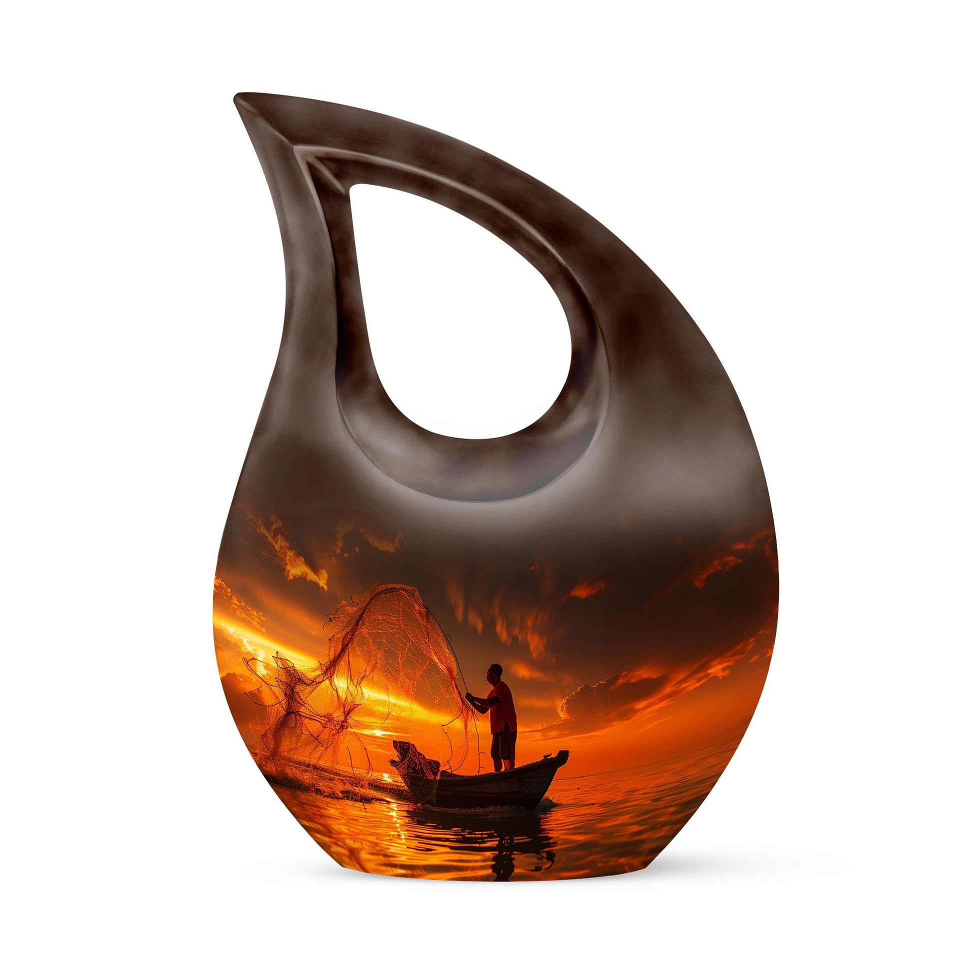 Sunset Memorial Urn For Ashes - Fishermen Cremation Urn For Adults