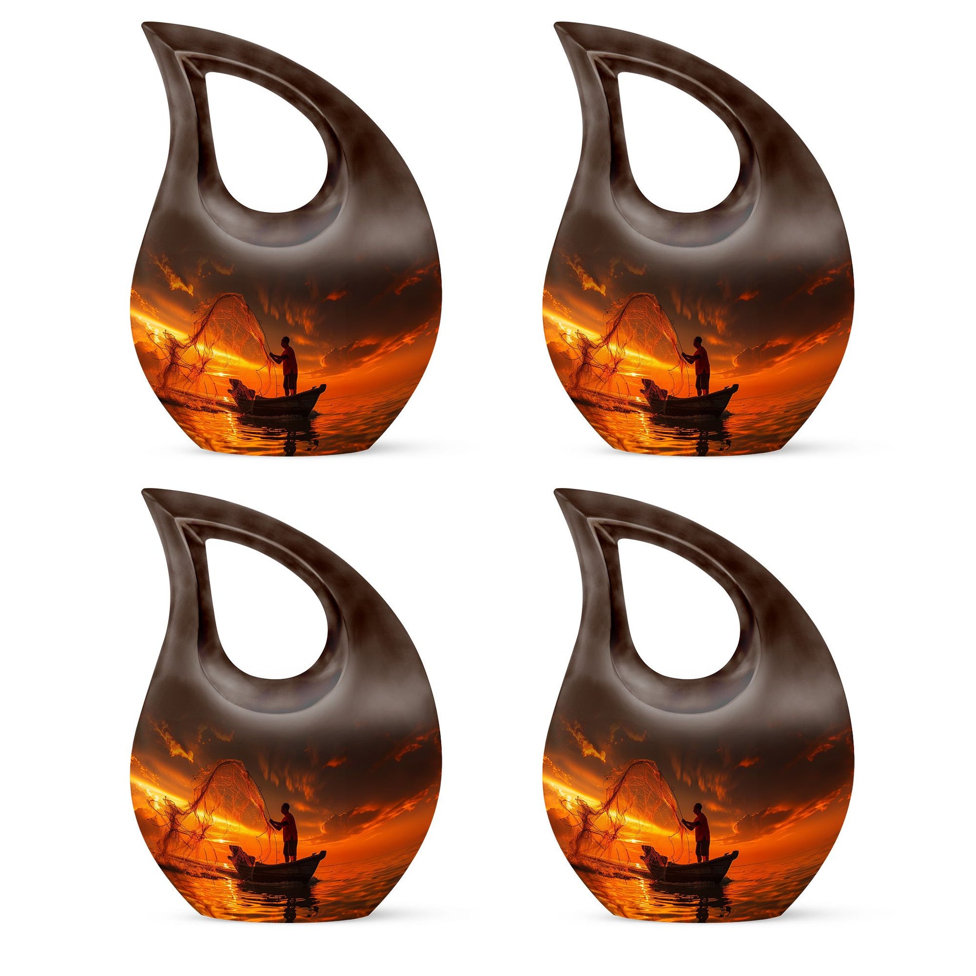 Sunset Memorial Urn For Ashes - Fishermen Cremation Urn For Adults