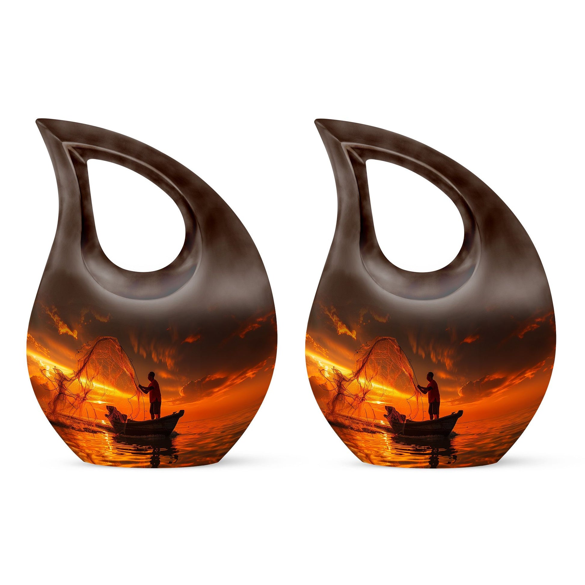Sunset Memorial Urn For Ashes - Fishermen Cremation Urn For Adults