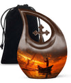 Sunset Memorial Urn For Ashes - Fishermen Cremation Urn For Adults
