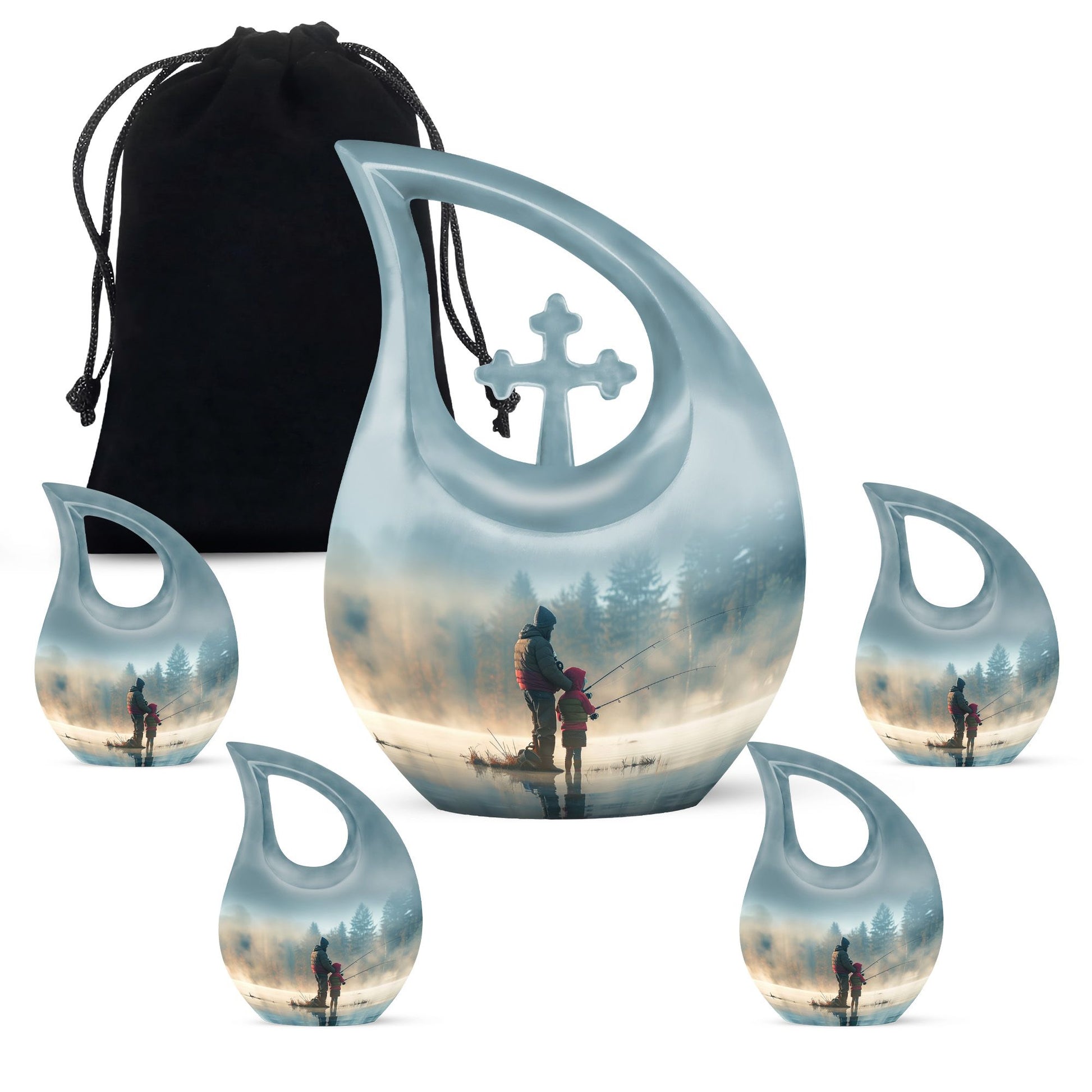 Fishing Adult Cremation Urns For Ashes - Father And Daughter Memorial Urn