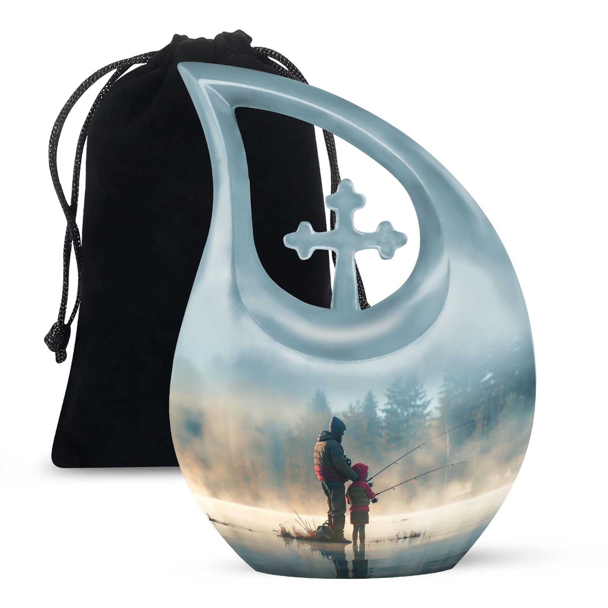 Fishing Adult Cremation Urns For Ashes - Father And Daughter Memorial Urn