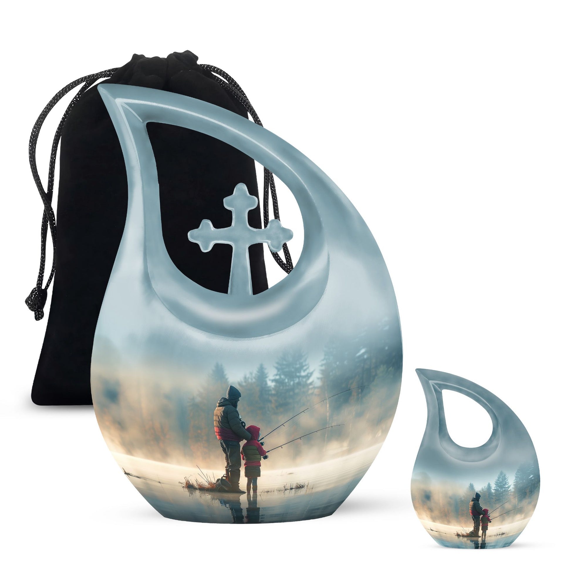 Fishing Adult Cremation Urns For Ashes - Father And Daughter Memorial Urn