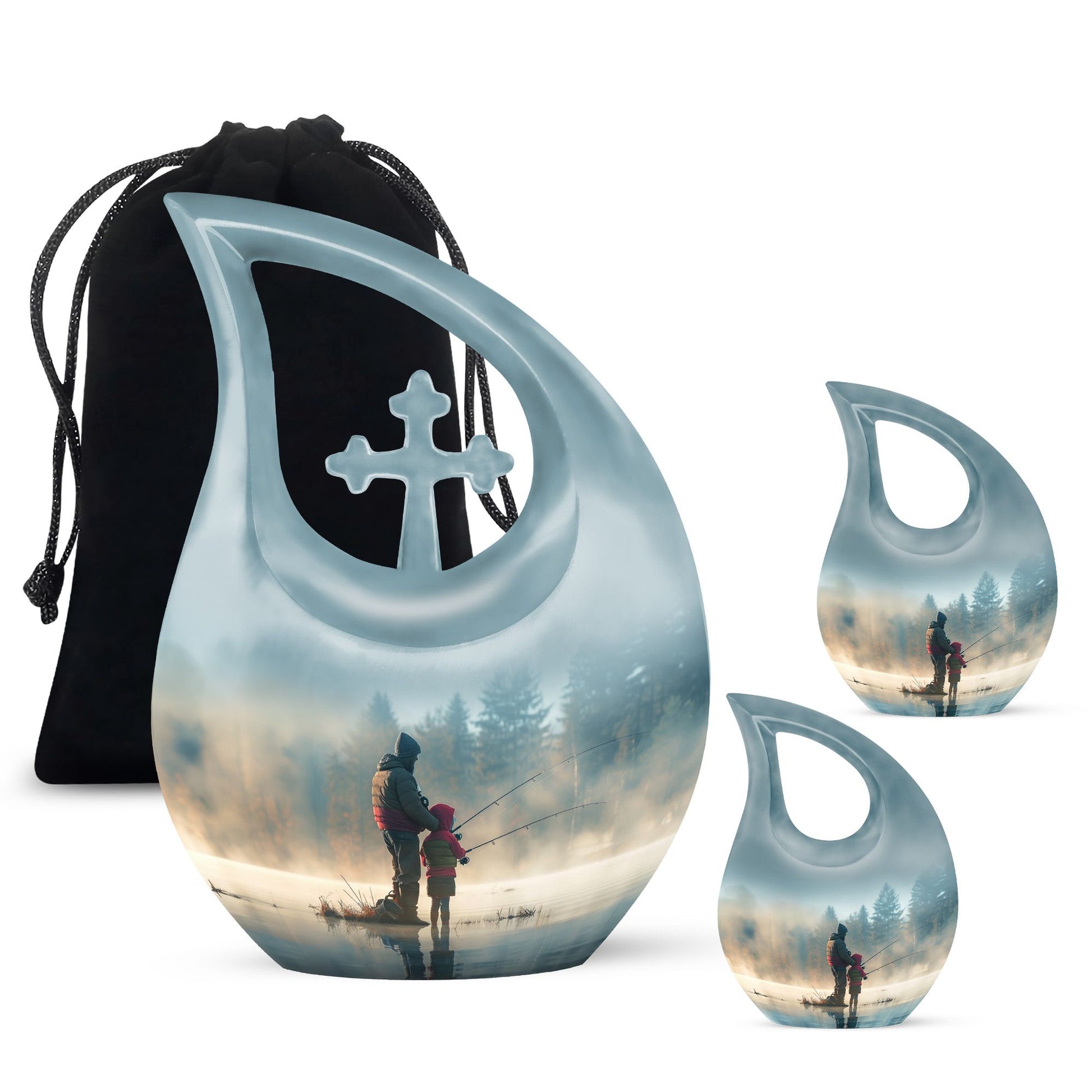 Fishing Adult Cremation Urns For Ashes - Father And Daughter Memorial Urn