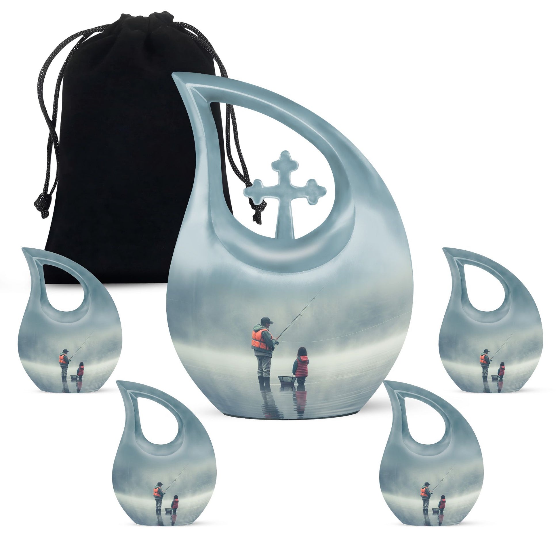 Fishing Memorial Urn For Fathers - Fishermen Cremation Urn For Funeral