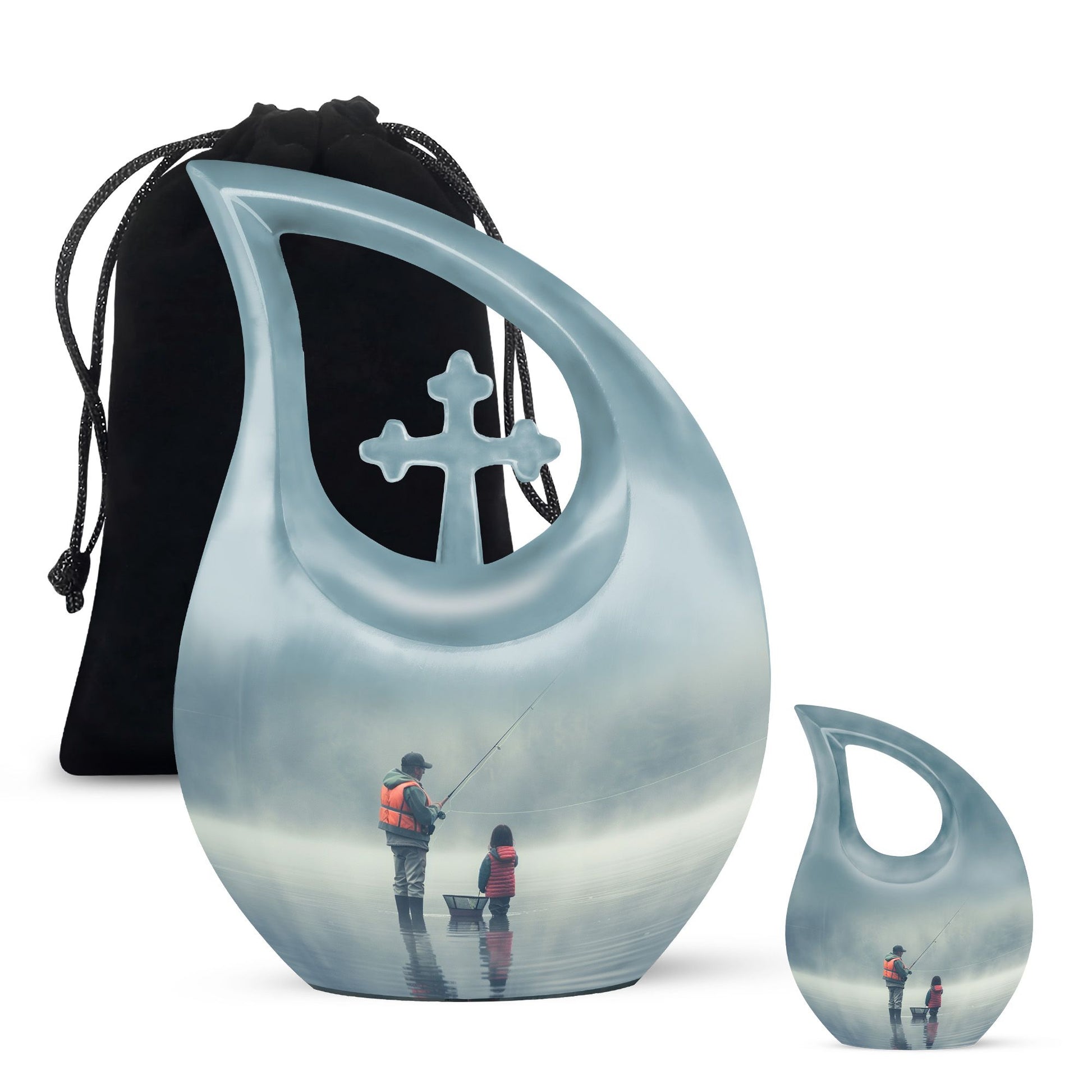 Fishing Memorial Urn For Fathers - Fishermen Cremation Urn For Funeral