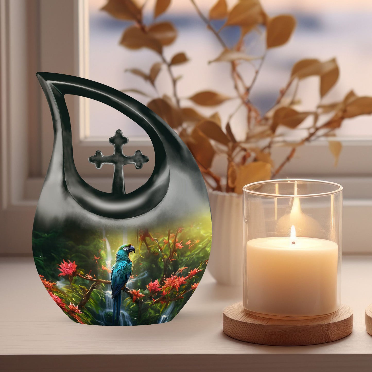 parrot-themed Small Cremation Urn