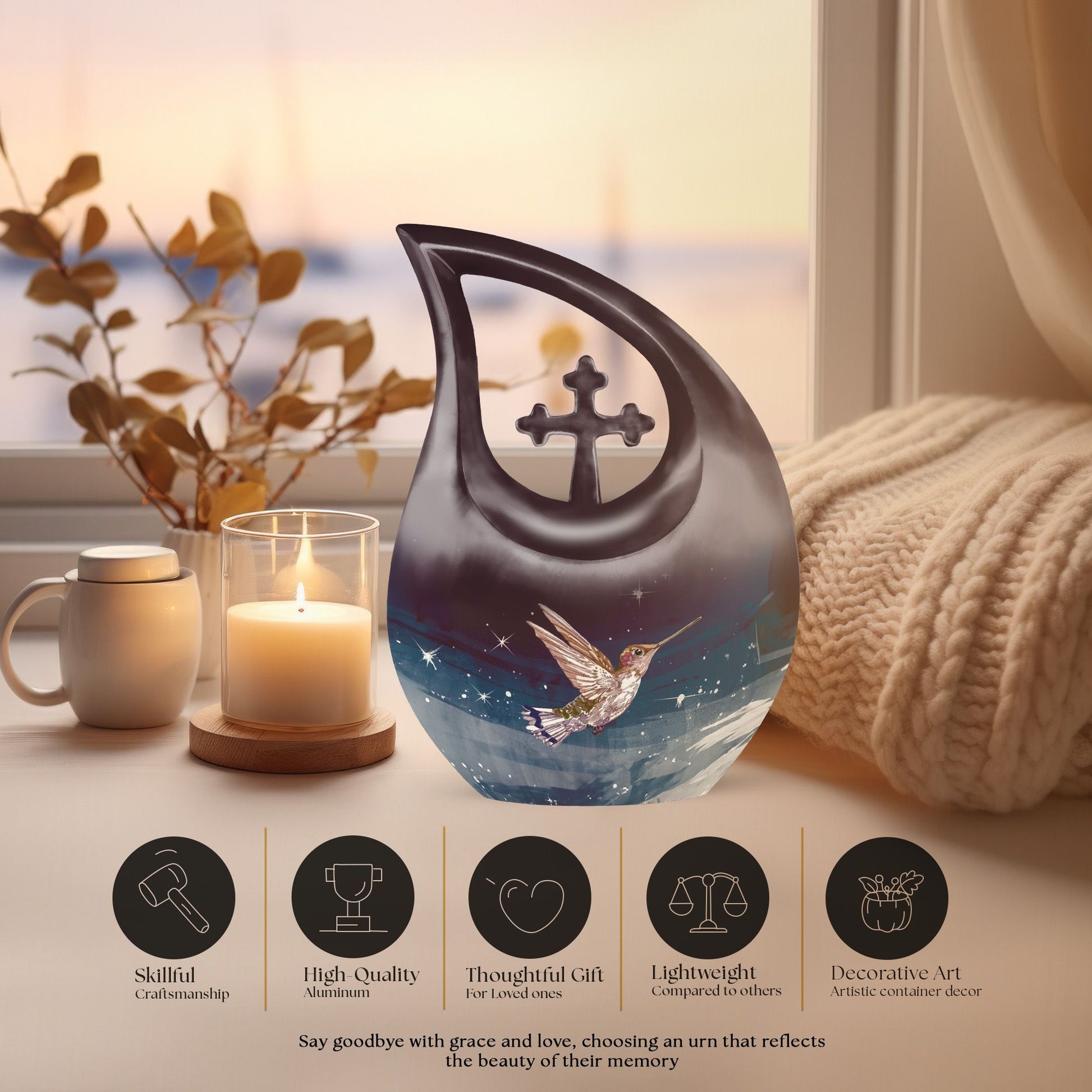 Large 10-inch Humming Bird Urn