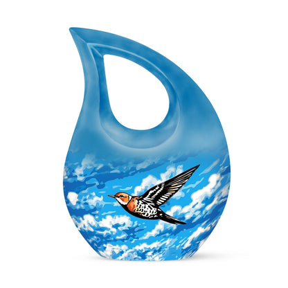 hummingbird-themed large urn