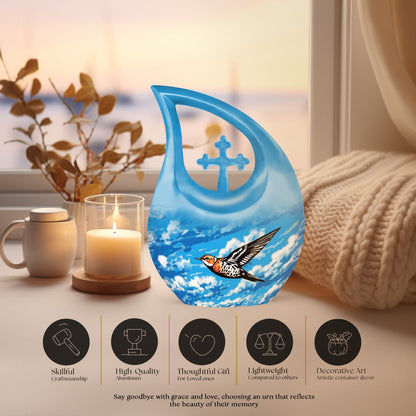 hummingbird-themed large urn
