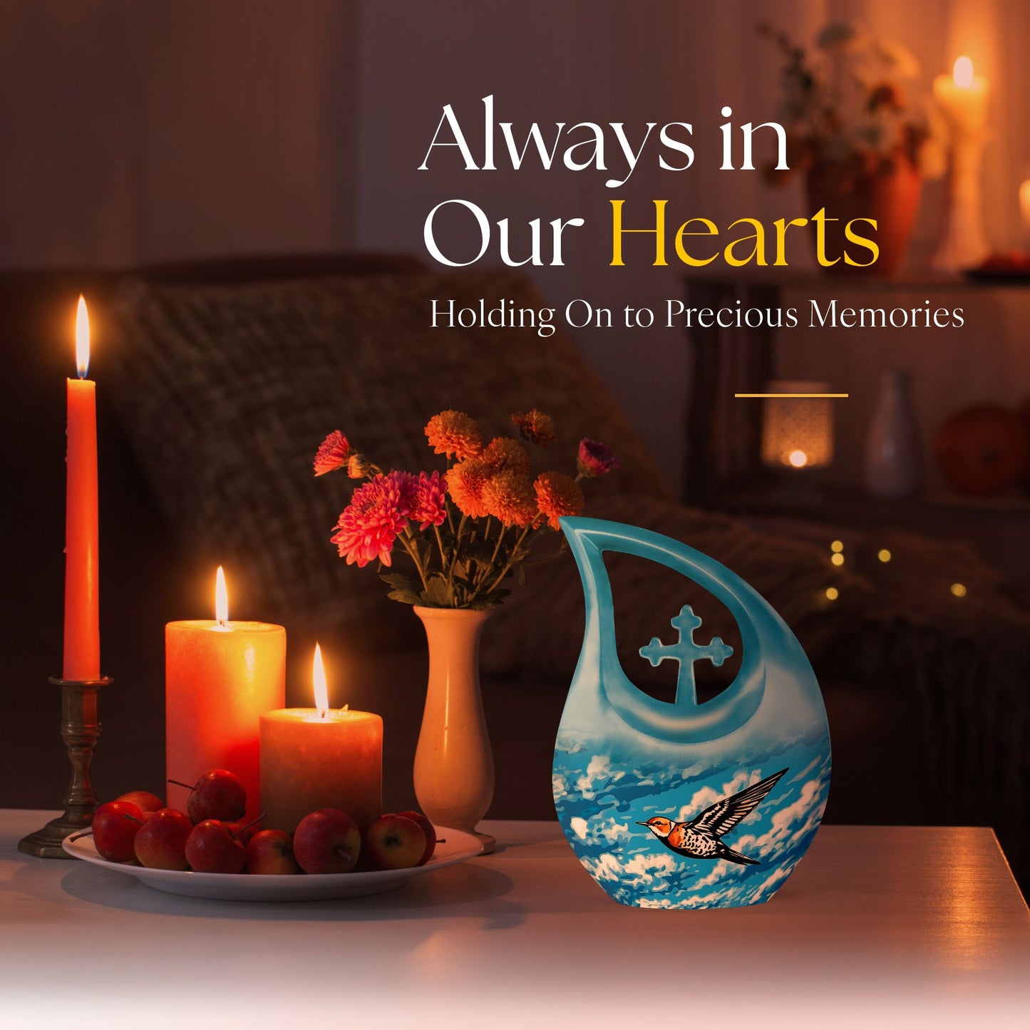 hummingbird-themed large urn