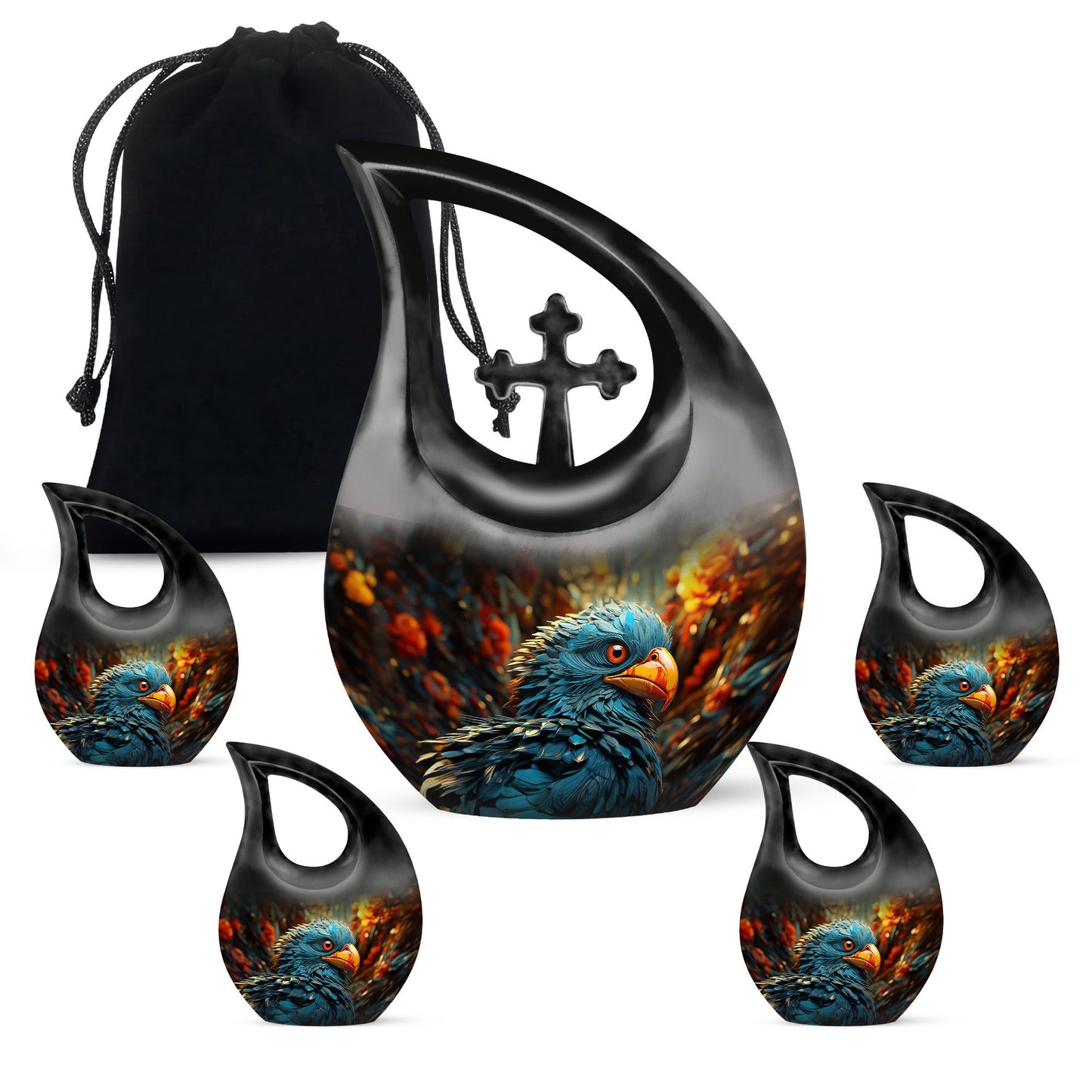 Toucans Cross Drop design Mom Urn for ashes