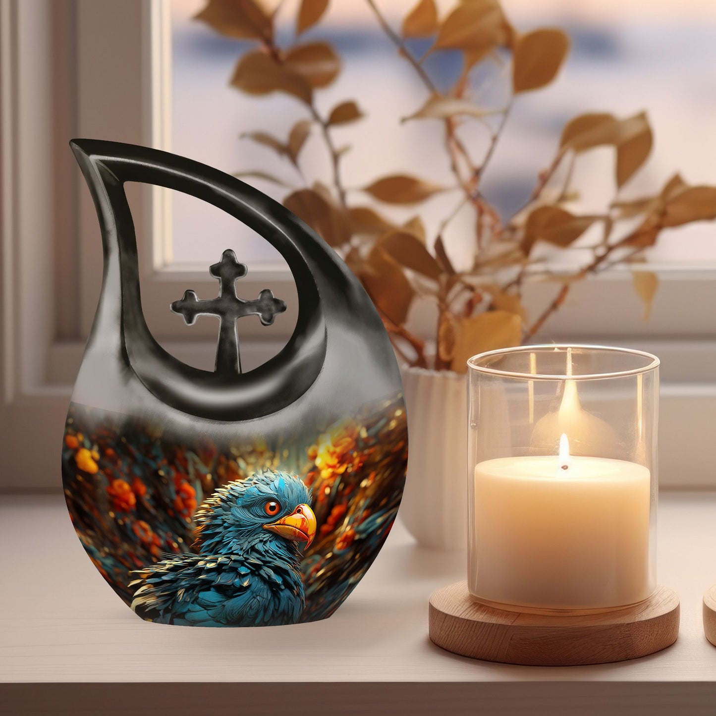 Toucans Cross Drop design Mom Urn for ashes